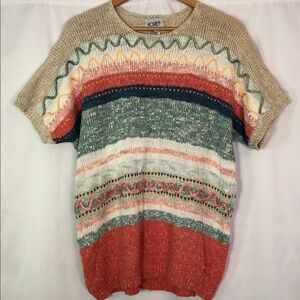 Vintage Koret Short Sleeve Sweater Pastel Robe Detail Size 3X